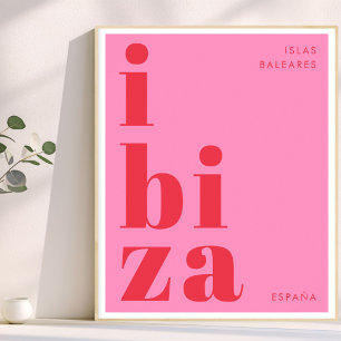 Ibiza España modern typography pink red Poster