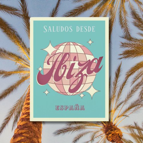 Ibiza Espaa retro vintage party Postcard