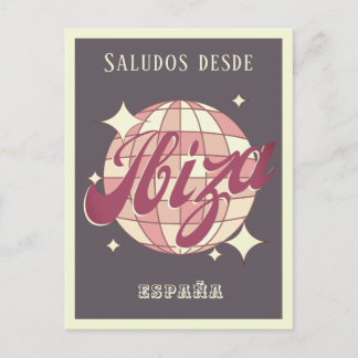 Ibiza España retro vintage party purple Postcard
