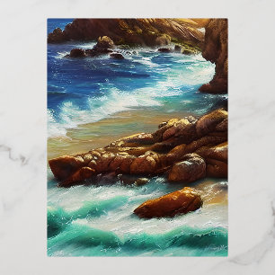 Ibiza is a small island in the Mediterranean Sea Foil Holiday Postcard