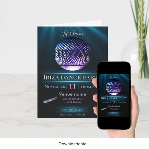 Ibiza party invitation digital customizable 