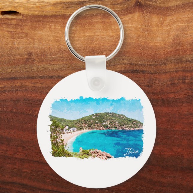 Ibiza Spain Beach Landscape Travel Keychain (Front)