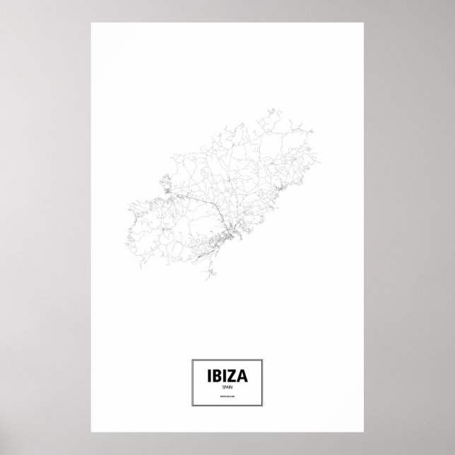Ibiza, Spain (black on white) Poster (Front)