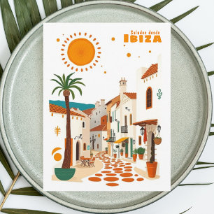 Ibiza Spain holiday white mediterranean Postcard