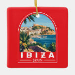 Ibiza Spain Illustration Travel Art Vintage Ceramic Ornament<br><div class="desc">Ibiza retro vector travel design. Ibiza is one of the Balearic islands,  an archipelago of Spain in the Mediterranean Sea.</div>