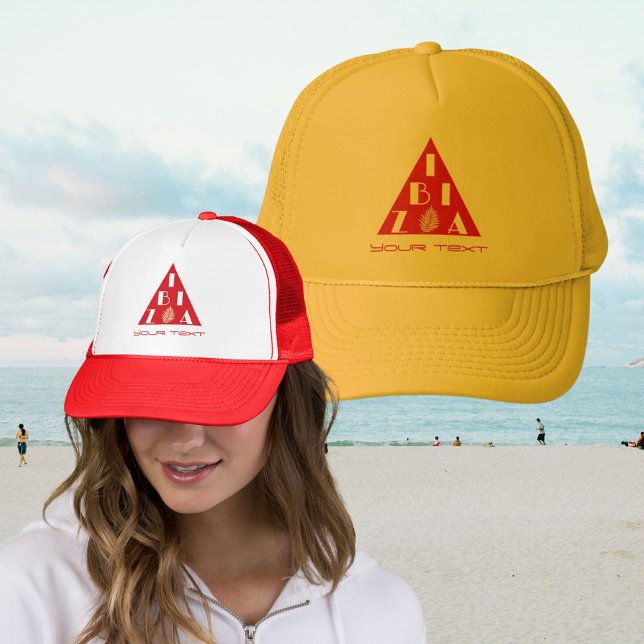 Ibiza Spain logo modern flag colors Sticker Trucker Hat (Creator Uploaded)