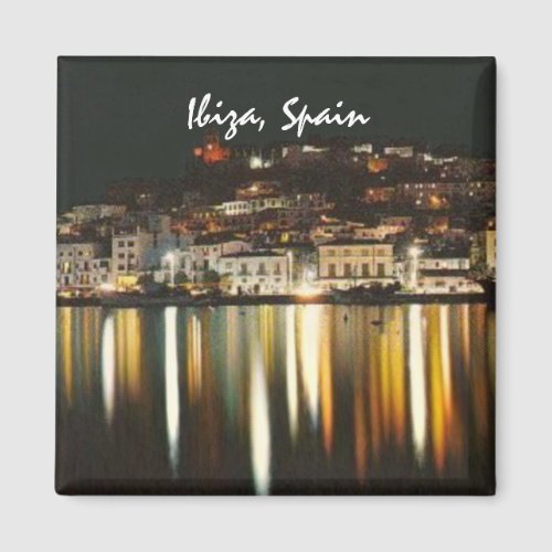 Ibiza Spain Nighttime Fridge Magnet Souvenir