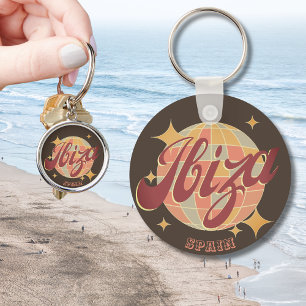 Ibiza Spain Party Disco ball Retro Vintage Keychain