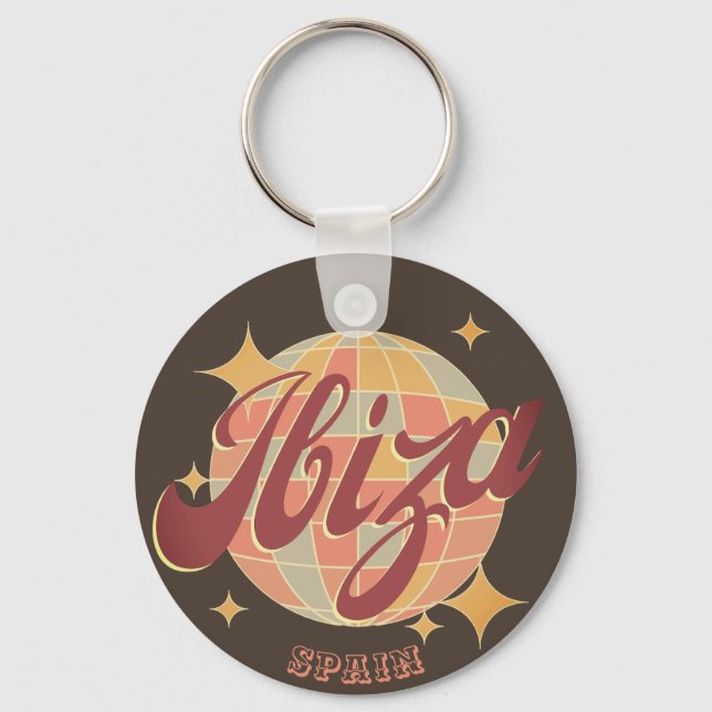 Ibiza Spain Party Disco ball Retro Vintage  Keychain (Front)