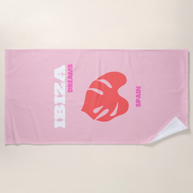 Ibiza, Spain, Preppy, Preppy Room, Pink Beach Towel (Front)