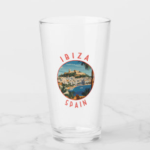Ibiza Spain Retro Distressed Circle Glass