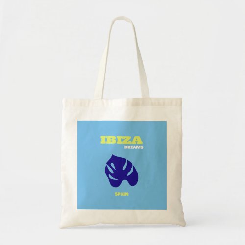 Ibiza Spain Travel Art Blue Turquoise Tote Bag