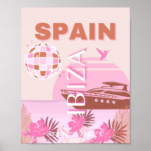Ibiza, Spain, Travel Art, Preppy Art, Pastel Poster