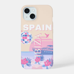 Ibiza, Spain, Travel Art, Preppy Art, Pink, Pastel iPhone 15 Case