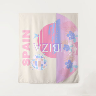 Ibiza, Spain, Travel Art, Preppy Art, Pink Tapestry