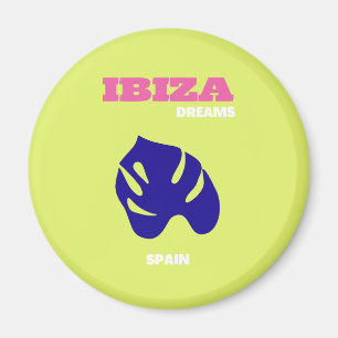 Ibiza, Spain, Travel Art, Preppy, Green Magnet