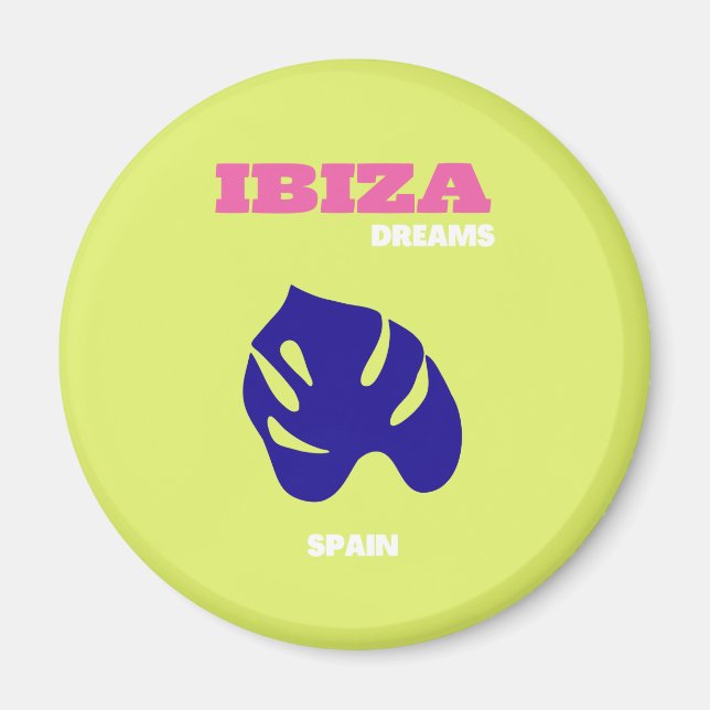 Ibiza, Spain, Travel Art, Preppy, Green Magnet (Front)