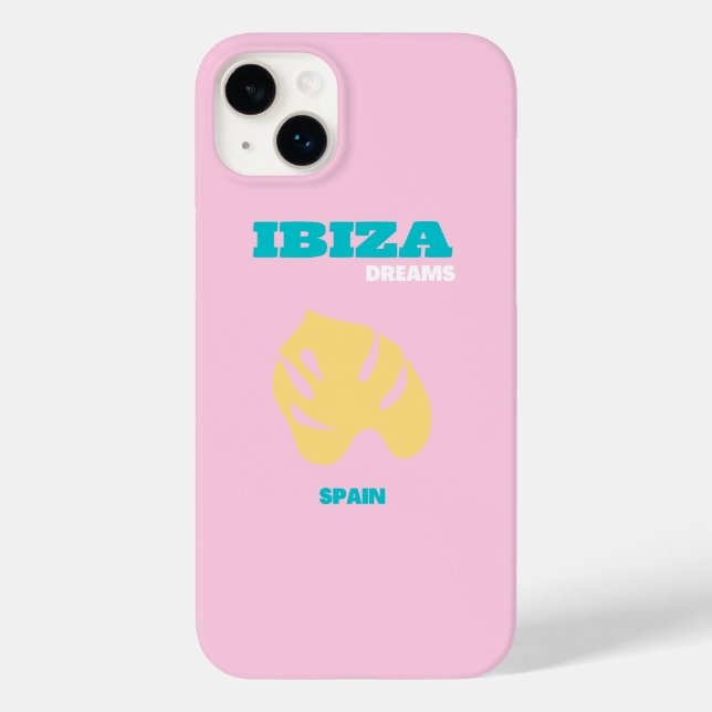 Ibiza, Spain Travel Art, Preppy, Pink Case-Mate iPhone Case (Back)