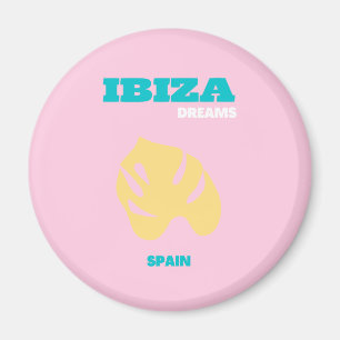 Ibiza, Spain Travel Art, Preppy, Pink Magnet