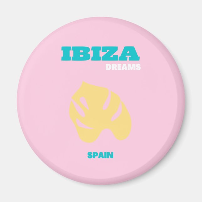 Ibiza, Spain Travel Art, Preppy, Pink Magnet (Front)