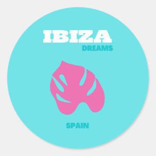 Ibiza, Spain, Travel Art, Preppy Room Classic Round Sticker