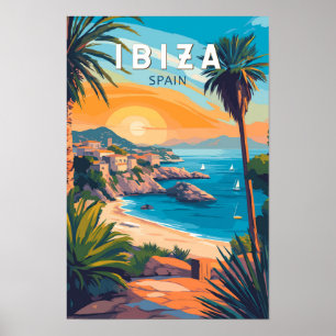 Ibiza Spain Travel Art Vintage Poster