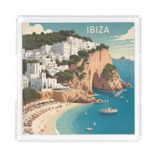 Ibiza, Spain Travel Poster Acrylic Tray