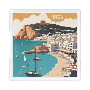 Ibiza, Spain Travel Poster Acrylic Tray