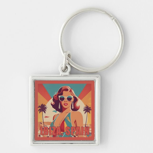 Ibiza, Spain Travel Poster Keychain (Front)