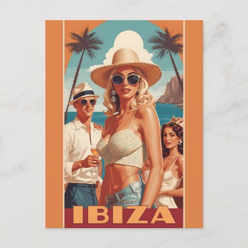 Ibiza Spain Travel Poster Postcard