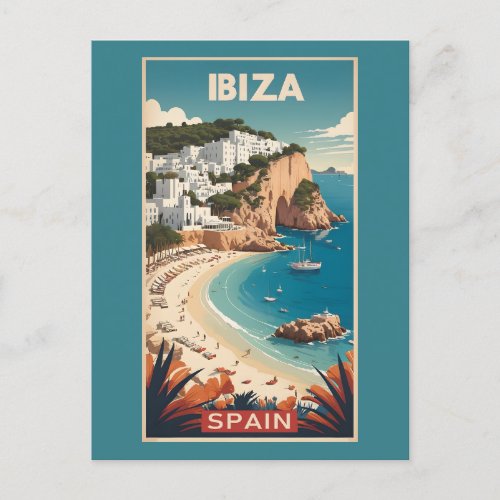 Ibiza Spain Travel Poster Postcard