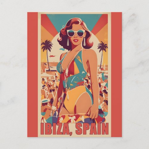 Ibiza Spain Travel Poster Postcard