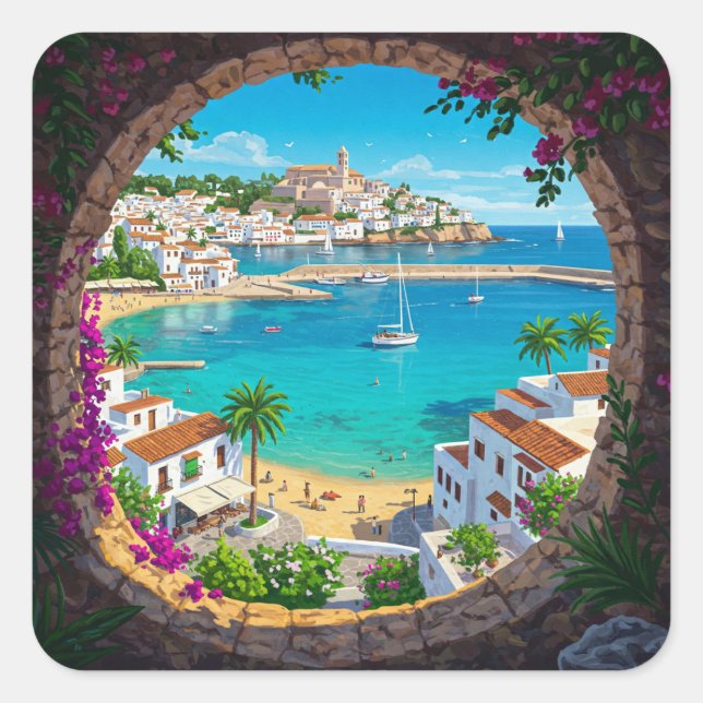 Ibiza Spain Travel Square Sticker (Front)