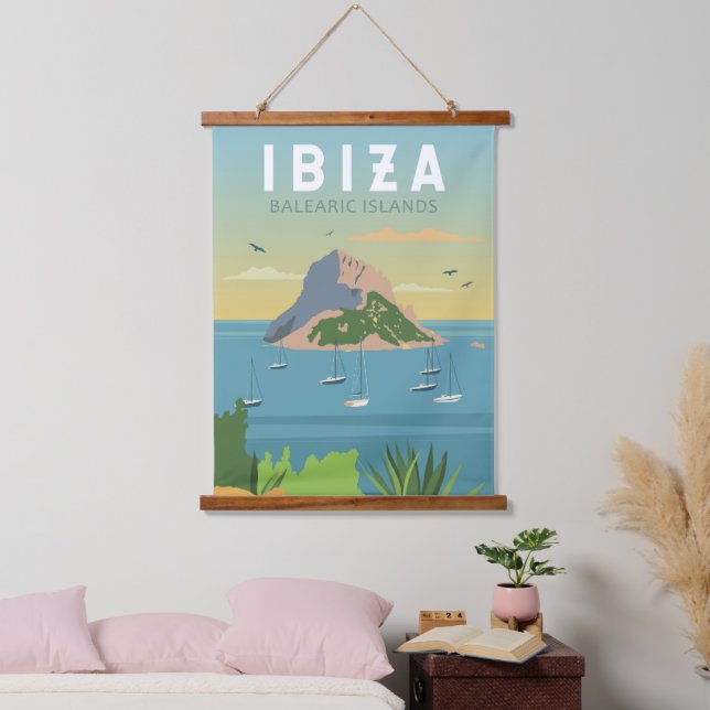 Ibiza Spain Travel Vintage Art Hanging Tapestry (Bedroom)