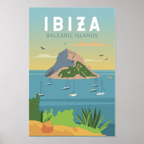 Ibiza Spain Travel Vintage Art Poster