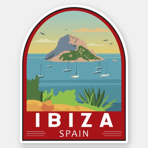 Ibiza Spain Travel Vintage Art Sticker