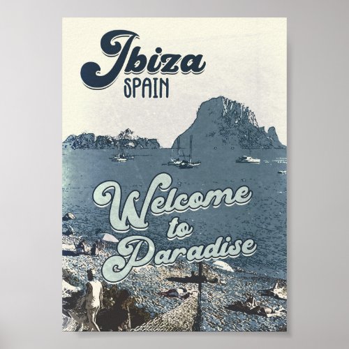 Ibiza Spain Vintage Retro Travel Vacation Art Poster