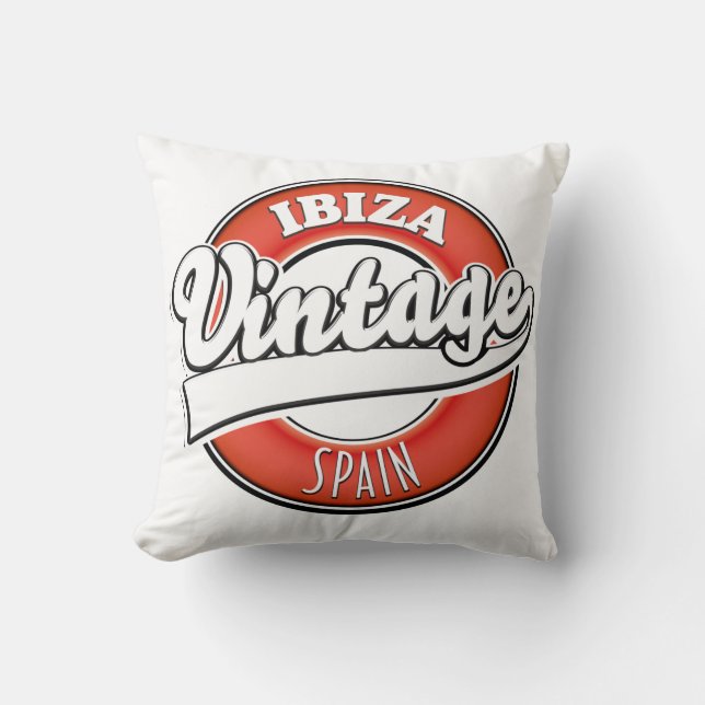 Ibiza spain vintage style logo throw pillow (Front)