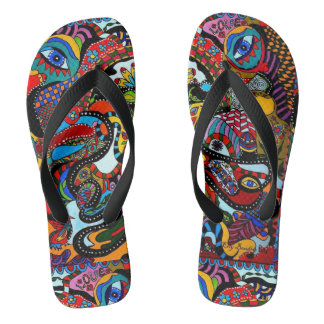 Ibiza Style Adult Flower-Art Flip Flops