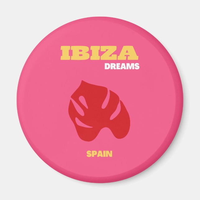 Ibiza, Travel Art, Preppy, Preppy Art, Pink Magnet (Front)