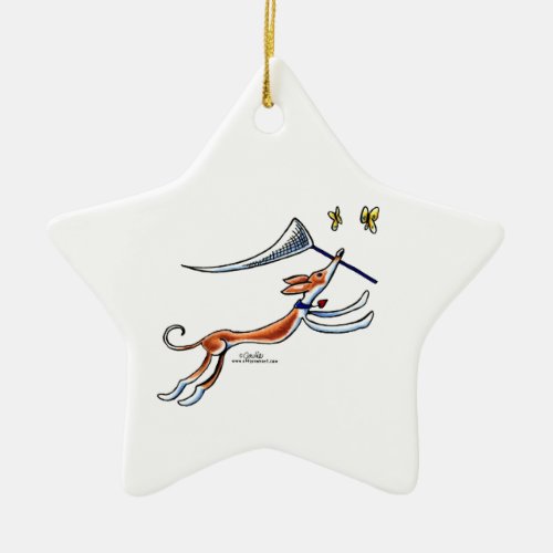 Ibizan Hound Butterflies Ceramic Ornament