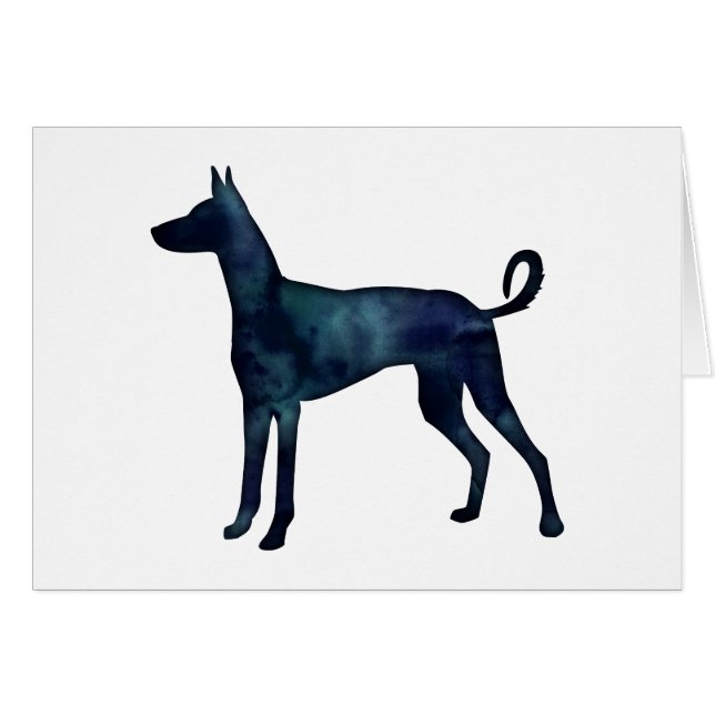 Ibizan Hound Dog Black Watercolor Silhouette Card (Front Horizontal)