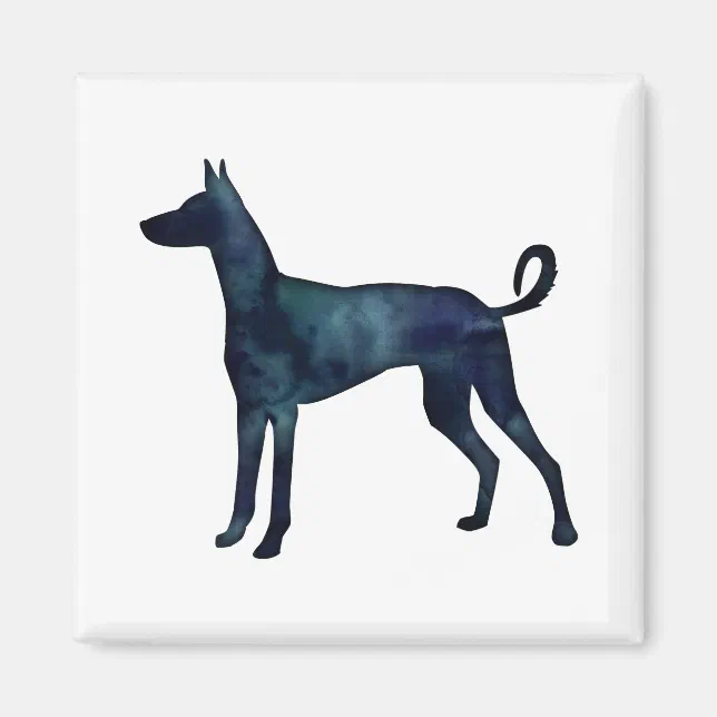 Ibizan Hound Dog Black Watercolor Silhouette Magnet