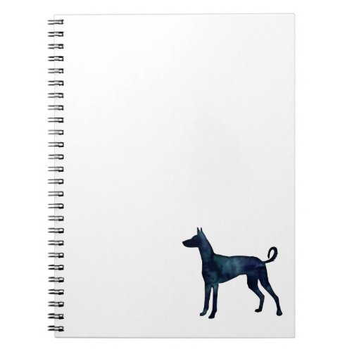 Ibizan Hound Dog Black Watercolor Silhouette Notebook
