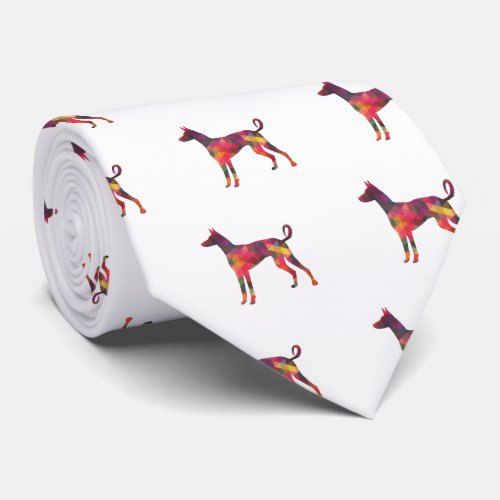 Ibizan Hound Dog Geometric Pattern Silhouette M Neck Tie