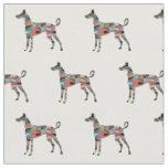 Ibizan Hound Geometric Pattern Silhouette Plaid Fabric