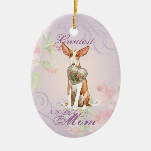 Ibizan Hound Heart Mom Ceramic Ornament (Front)