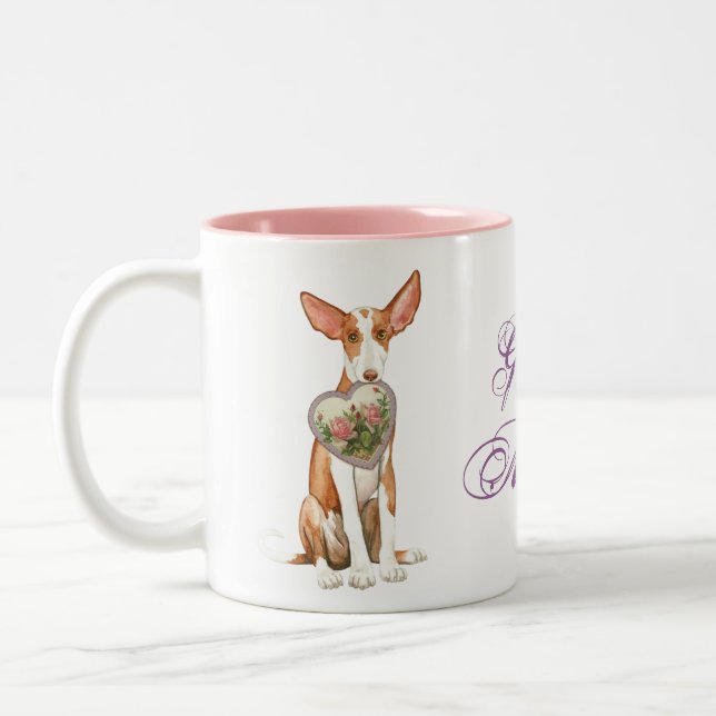 Ibizan Hound Heart Mom Two-Tone Coffee Mug (Left)