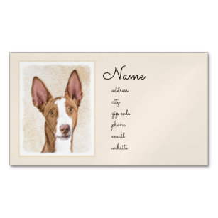 Ibizan Hound Painting - Cute Original Dog Art Business Card Magnet