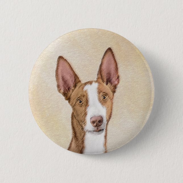 Ibizan Hound Painting - Cute Original Dog Art Button (Front)